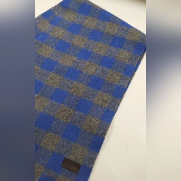 Coach Wool Long Winter Fringe Scarf Checker Unisex Men's - Picture 8 of 11
